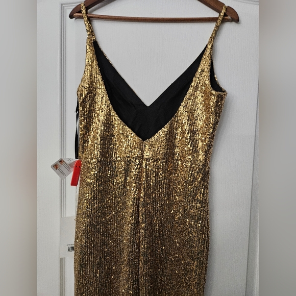 Ieena for Mac Duggal 67717i Scoop Back Sequin Dress Antique gold 8 NWT - Picture 9 of 13